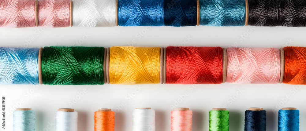 Fototapeta premium Colorful Sewing Threads in Different Rolls