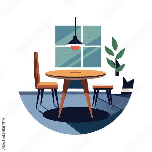 Wooden table isolated on white. . table and chairs vector design.