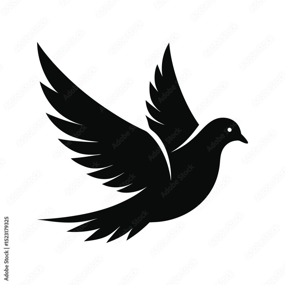 Fototapeta premium Dove logo icon vector illustration. silhouette of pigeon.. dove of peace. 