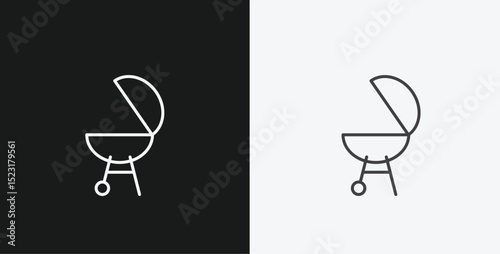 Open BBQ Grill on Black and White Backgrounds, Representing Outdoor Cooking or Summer Grilling