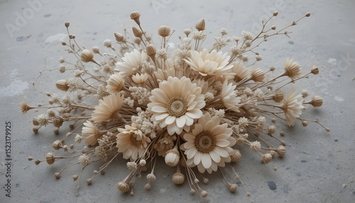 Stone Tabletop Dried Flower Arrangement in Beige Minimalist Style