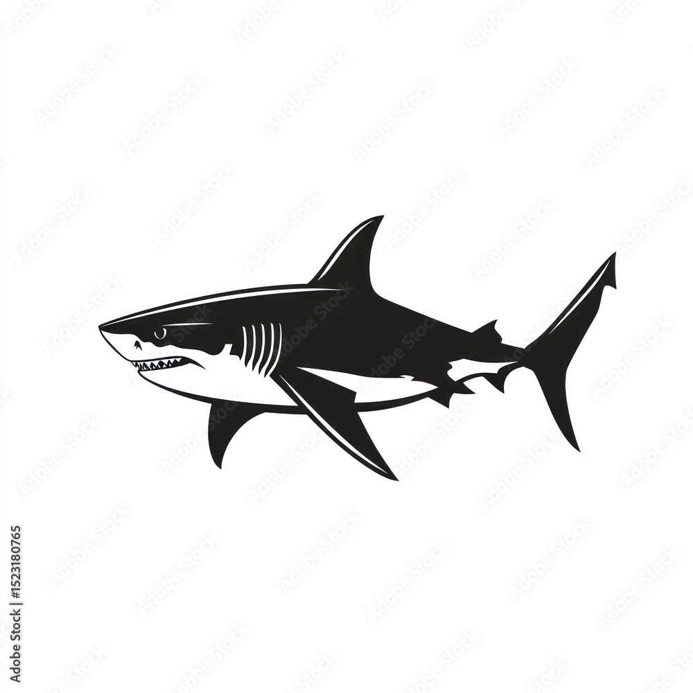 Naklejka premium Silhouette of a great white shark (1)