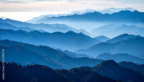 Misty mountain range