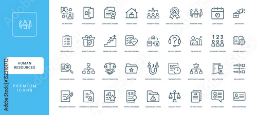 human resources department activity icon set