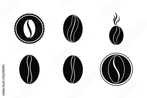  set of coffee bean silhouette vector illustration