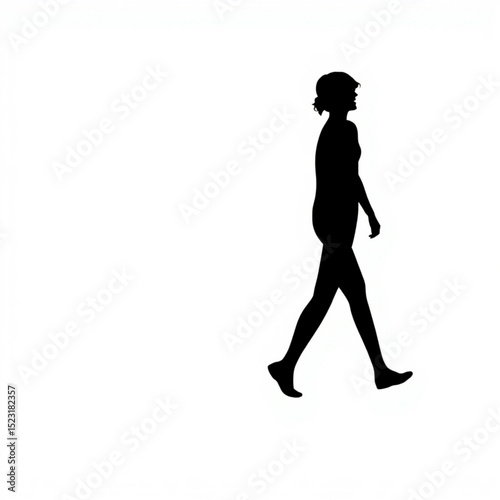 Silhouette of a woman walking with her head turned to the right side on a white background scene view created with generated ai