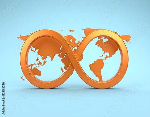 Infinity symbol with world map