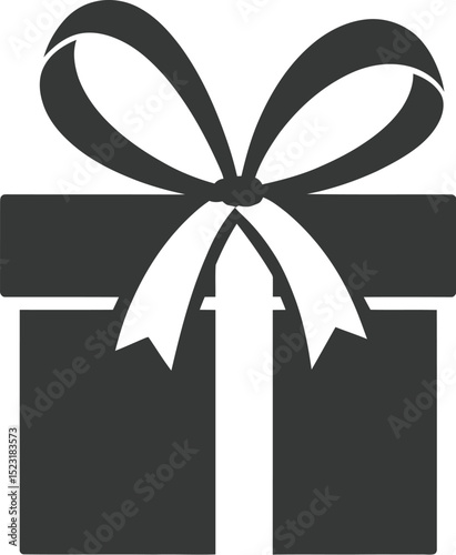 Isolated graphic illustration of a gift box with a bow on a white background