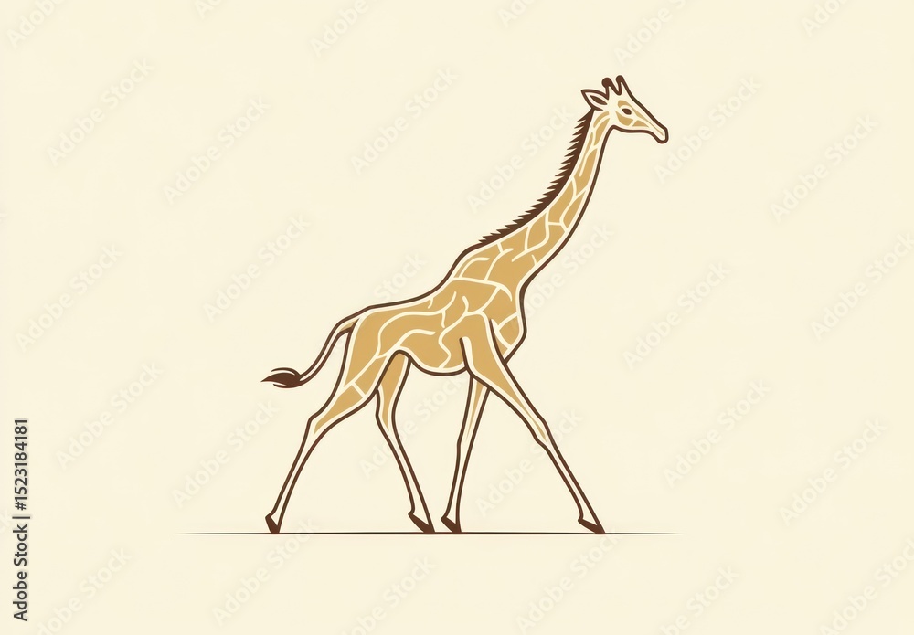 Naklejka premium Giraffe in motion, stylized illustration