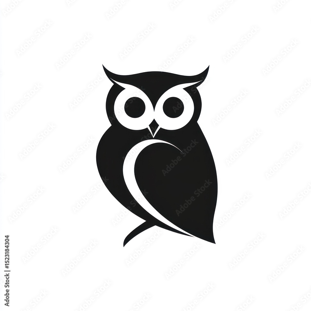 Naklejka premium Simple black silhouette of an owl (2)