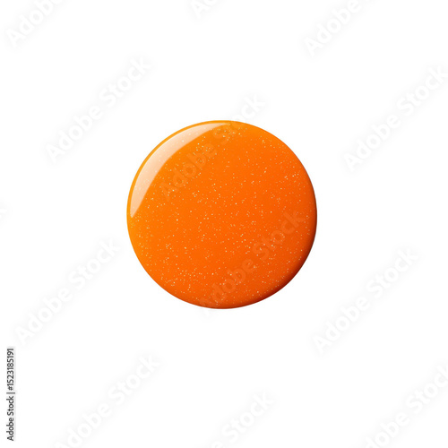 This features vibrant orange circle with glossy finish and subtle sparkles, set against plain transparency background. simplicity and brightness create striking visual effect