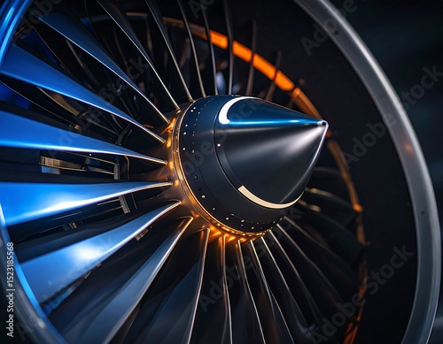 Close-up jet engine turbine