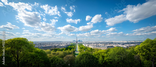 Panoramic City View Of Paris On A Sunny Day