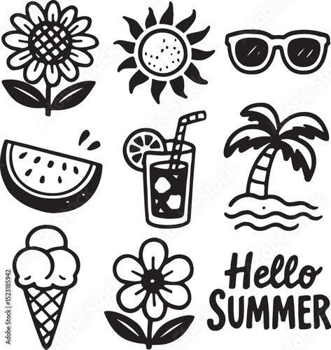 set of summer vacation icons Vector illustration