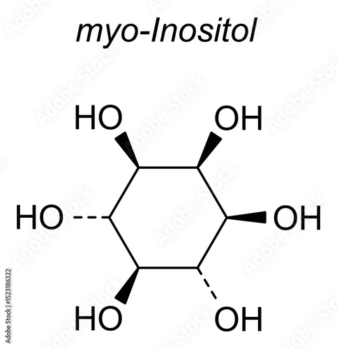 Chemical structure of myo-inositol, drug substance