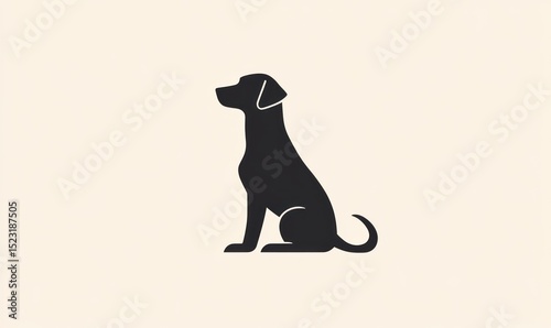 Solid black silhouette of a seated dog
