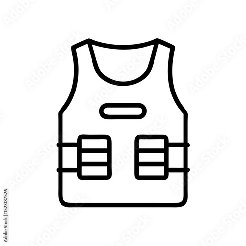 Bulletproof vest line art illustration. Protective vest design for security personnel and law enforcement.  Body armor graphic for safety training materials or security company website.