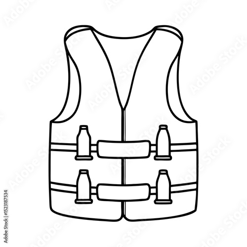 Life vest safety equipment for boating and water sports.  Life preserver provides protection during water activities. Stylish life vest design for summer safety.