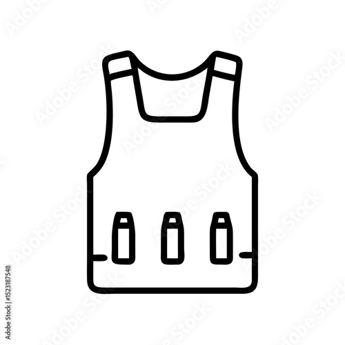 Protective vest illustration for security personnel.  Body armor image shows tactical vest with magazine pouches.  This protective vest graphic is ideal for security brochures and training manuals.