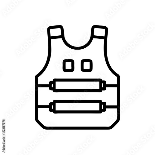 Protective vest design. Stylish body armor apparel, safety equipment icon for security personnel, police, or military.
