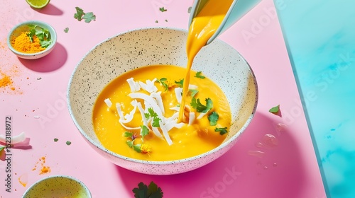 golden pumpkin soup, coconut milk,