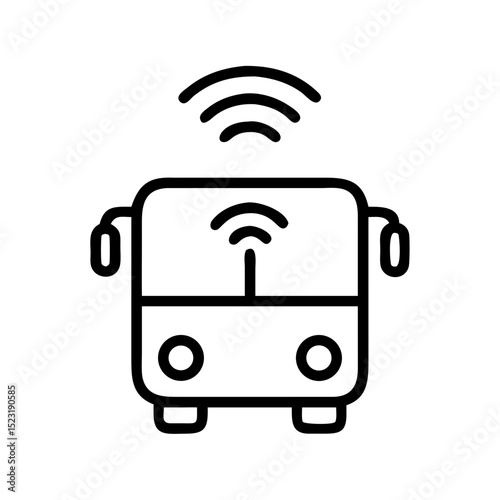 Electric bus with wifi symbol. Modern electric bus offers free wifi internet access for passengers.  Convenient public transport with wireless connection.