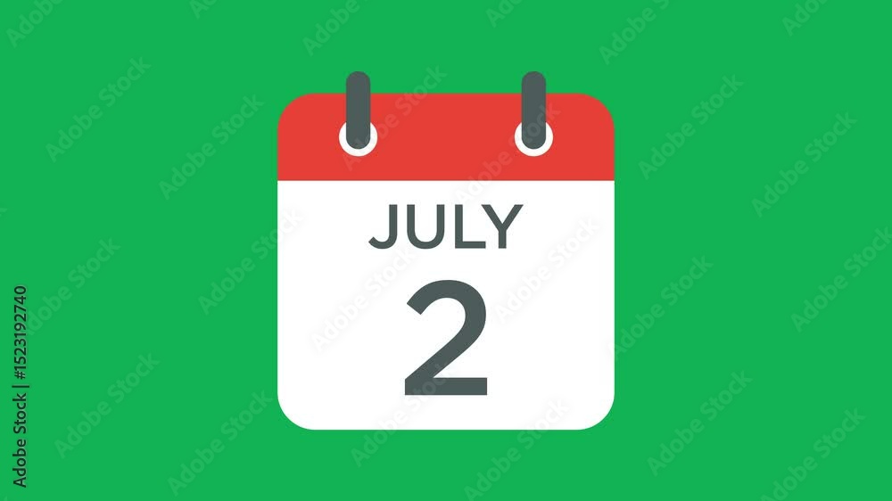 calendar - July 2 icon illustration isolated vector sign symbol