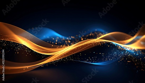 Abstract waves of gold and blue light