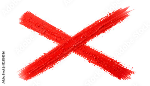 Red x mark brush stroke painted cross symbol error reject cancel wrong on transparent background