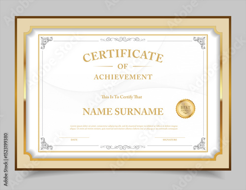 Certificate template diploma vintage border award background, Winner achievement certificate or diploma design