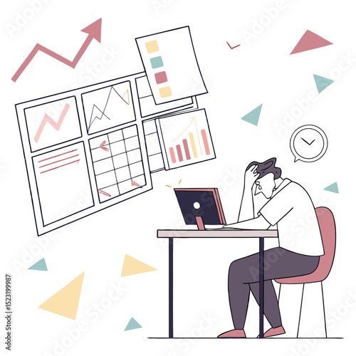 Overwhelmed businessperson illustration