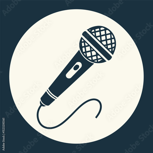 Simple microphone vector icon music communication sound recording