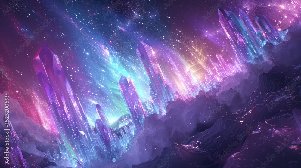 Fototapeta premium Crystal city in the cosmos