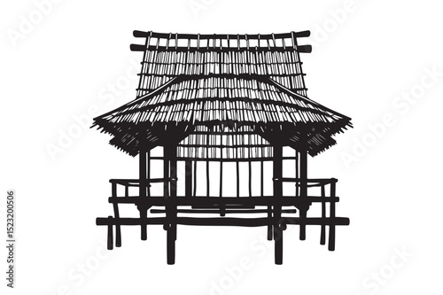 Traditional Asian Hut Silhouette Design