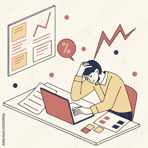Stressed worker at computer