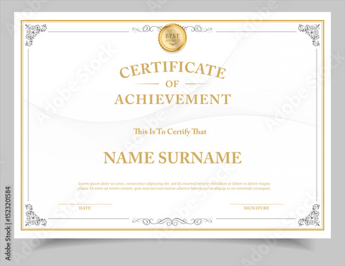 Certificate template diploma vintage border award background, Winner achievement certificate or diploma design