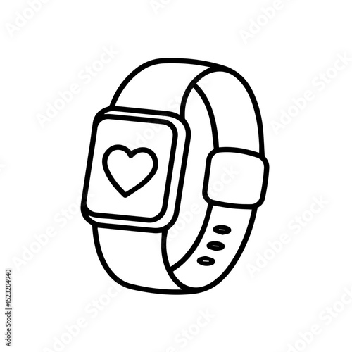 Smartwatch fitness tracker with heart rate monitor.  Stylish digital device for health monitoring and fitness tracking.  Modern smartwatch design for health apps and fitness programs.