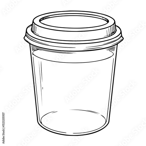 Clear plastic cup with dome lid. Disposable cup perfect for coffee or tea.  This simple design is ideal for branding and marketing materials for fitness centers or laboratories.