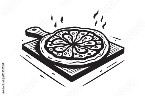 Pizza on Paddle Board Silhouette
