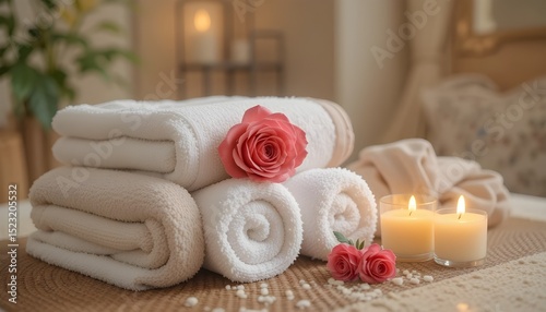 Setting Up a Spa Day with Candles, Roses, and Soft Towels