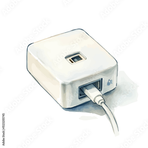 watercolor vector of Power Adapter, high quality, isolated on a white background.