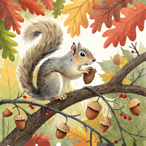 squirrel in autumn forest