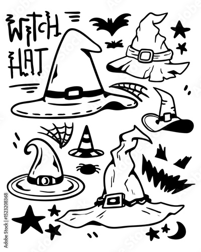 Witch hat illustration pack good for celebrating event or brand