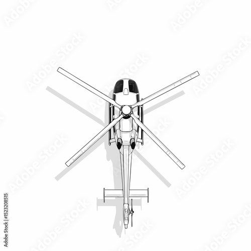 Helicopter diagram in flat style with rotor blades displayed  