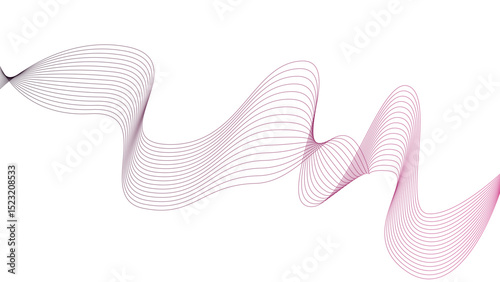 Vector curvy abstract line art wavy flowing dynamic green pink purple yellow black in concept music or sound, wave, wind, information flow