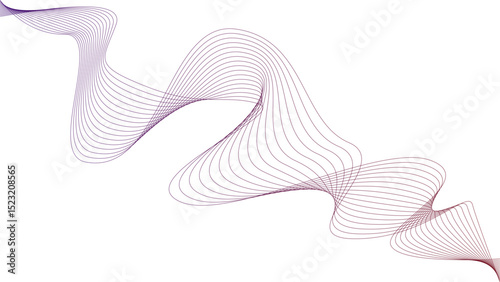 Vector curvy abstract line art wavy flowing dynamic green pink purple yellow black in concept music or sound, wave, wind, information flow