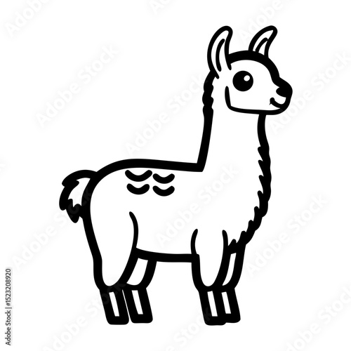 Cartoon llama character standing with a playful expression  