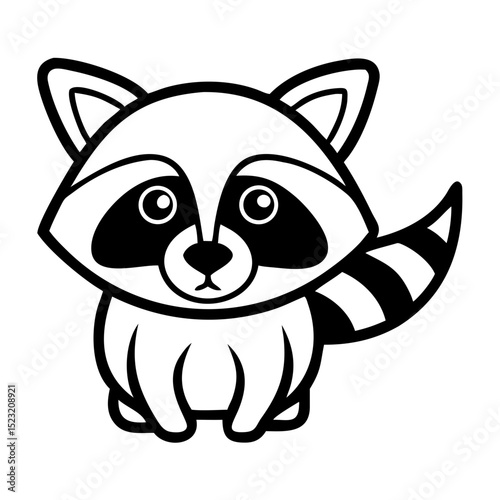 Cute cartoon raccoon character sitting with a playful expression  