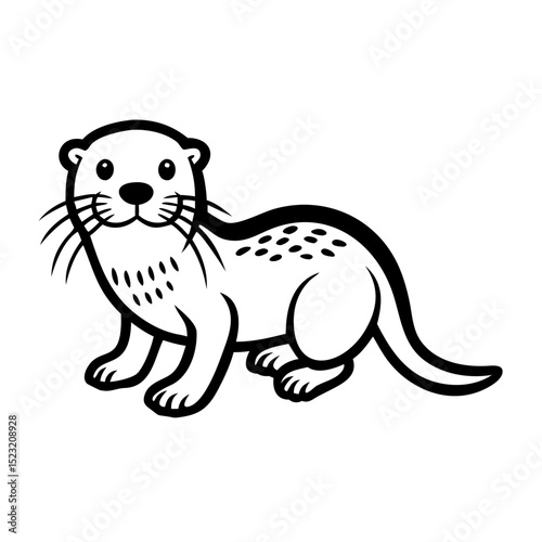 Cartoon otter character sitting and smiling in a playful pose  