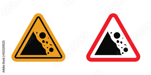 Falling rocks or debris warning road sign